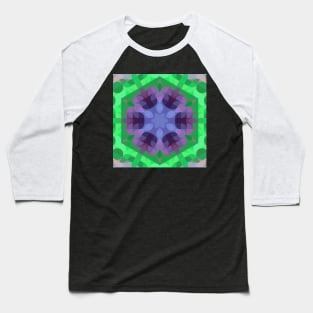 Retro Mandala Flower Purple and Green Baseball T-Shirt